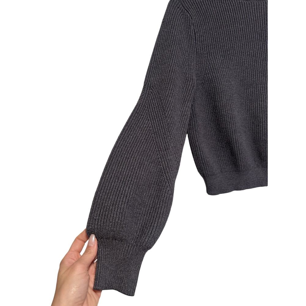 Zara Gray Ribbed Knit Mock Neck Sweater L - Picture 7 of 10